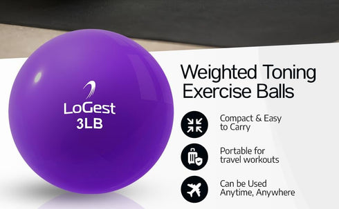 Logest 1LB 2LB 3LB 4LB 5LB 6LB Weighted Toning Exercise Balls Pair - Round Shape Medicine Ball - Available - Toning