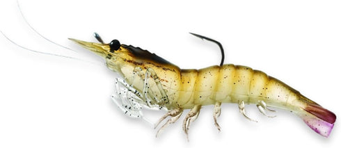 Generic Fishing Lure Shrimp Pre Rigged Soft Plastics 4pk Color #4" Brown Shrimp