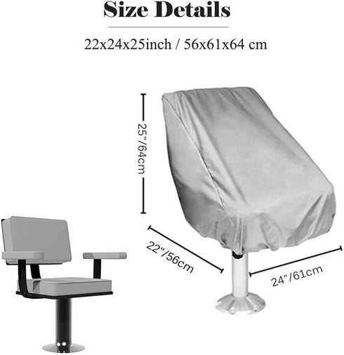 SUNSURE 420D (22x24x25inch) Boat Seat Cover Outdoor Waterproof Pontoon Captain Chair Cover Weather Resistant Folding
