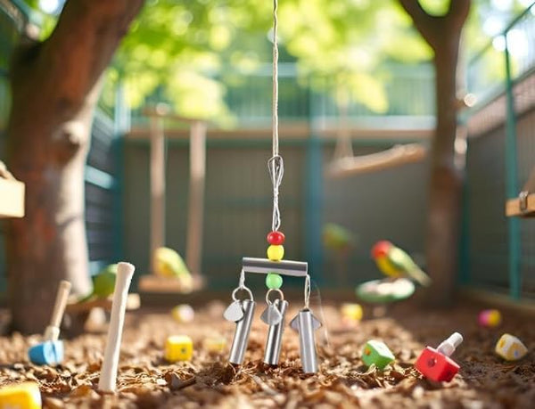 Stainless Steel Bell Parrot Toy, Heavy Duty Bird Cage Swing Stand for Small Birds, Parakeets, Cockatiels, Macaws