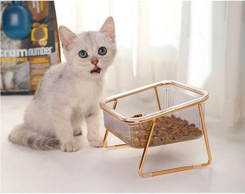 Elevated Cat Food Water Bowl with 15 Degree Tilt, Nonslip Base, Perfect for Multiple Cats