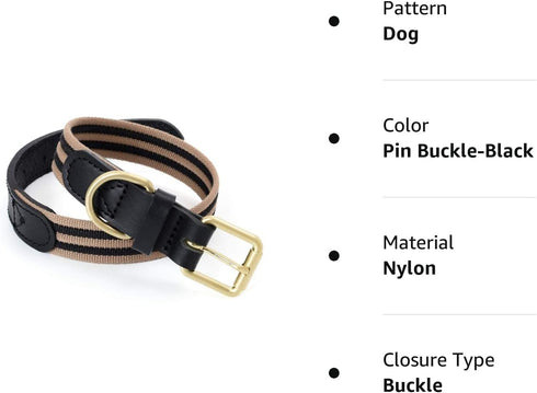 Mile High Life Genuine Leather Dog Collar, Heavy Duty Canvas with Adjustable Rust-Proof Metal Pin Buckle for Large Dogs