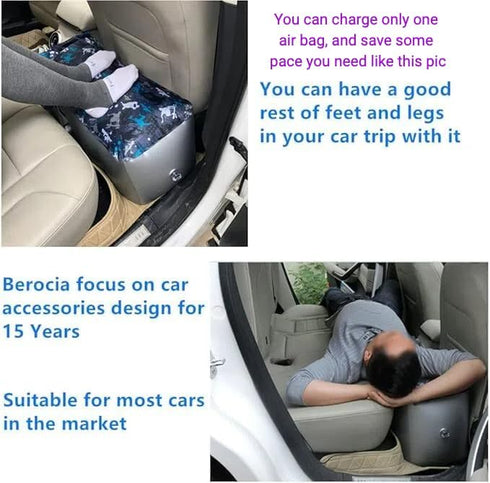 Berocia Inflatable Car Air Mattress Back Seat Bed, Universal Back Seat Gap Filler Pad Extender for SUV Camping Sleeping