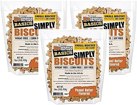 K9 Granola Factory 3 Pack of Simply Biscuits with Peanut Butter, Small (350 Count /