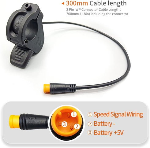 WUXING 300X Ebike Thumb Throttle, Right/Left Hand Quick Disassembly for 24V 36V 48V 60V 72V Electric Bicycle Accelerator