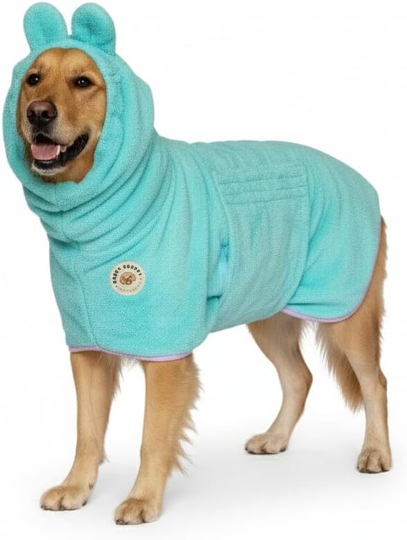 DERPYCHAPPY Premium Dog Towel Robe & Dog Bathrobe for Drying Dogs Made