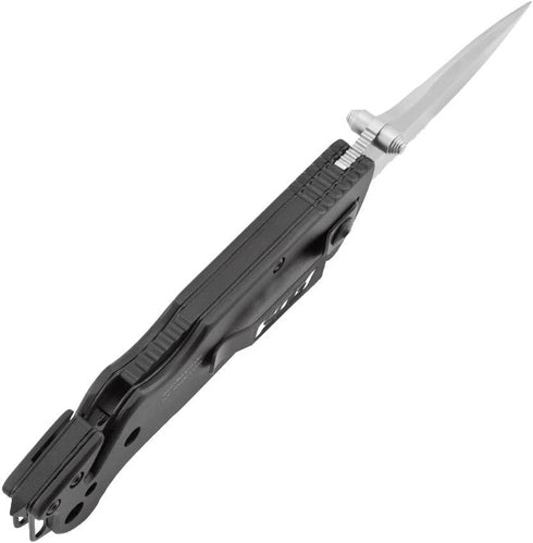 SOG Escape Tactical Folding Pocket Knife - 3.4 Inch Serrated Edge Blade with Glass Breaker, Black