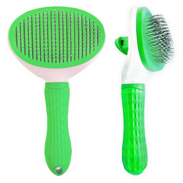 Self-Cleaning Slicker Brush: Dog and Cat Grooming Tool for Shedding, Removing Loose Hair, Fur, Mats, and Knots