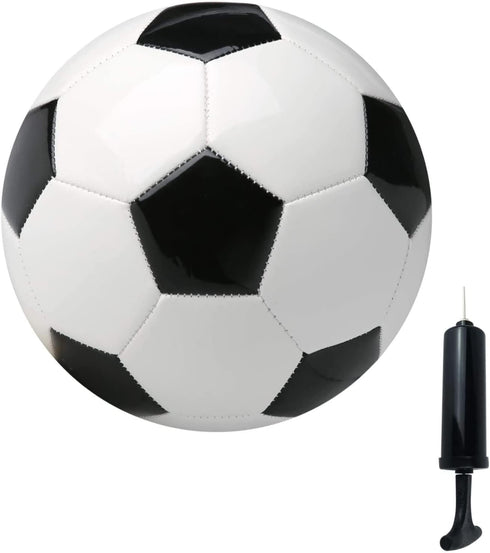 Soccer Ball Size 2,3,4,5 with Pump Needle, Classic White Black PU, Suitable for Youth League Game Training or Gift