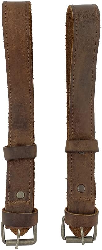 Hide & Drink Set of 2 Rustic Bicycle Ankle Bands - Adjustable Straps with Brass Metal Buckle, Handmade Leather