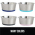 Gorilla Grip Stainless Steel Dog Bowl Set of 2, Heavy Duty Feeding Dishes, Rubber Base, BPA Free, Turquoise, 4 Cups