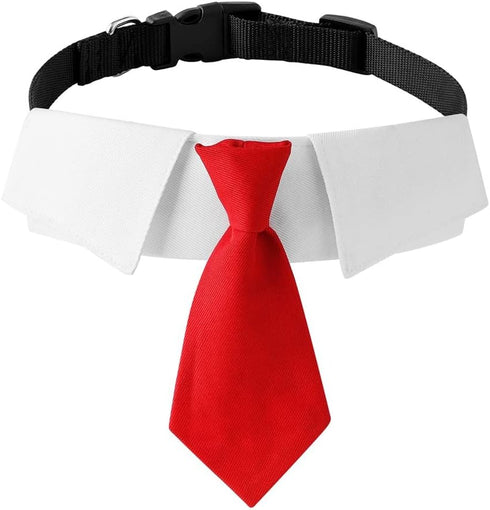 Dog Collar, Soft Polyester Bow Tie with Metal Buckle for Large, Medium, Small Boys Cat Dog Tie (Medium, Red/White)