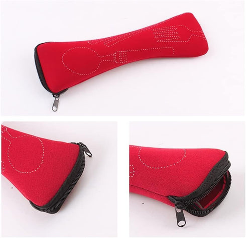 Calsgkspray Black Portable Tableware Bag Outdoor Travel Camping Cutlery Pouch Storage Bag Flatware Tableware Dinnerware