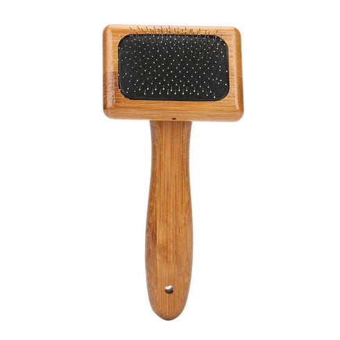Oumefar Healthy Bamboo Dog Hair Comb, Wooden Brush Massage Grooming Slicker Brush with Rounded Bristles (Charged)
