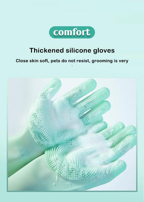 Pnzonge Multi-use Silicone Gloves for Dogs - Showers, Pet Hair Removal, Anti-Scratch Massage Products - Set of 2