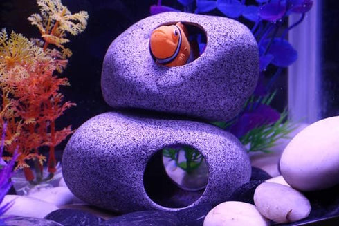 Aquarium Decoration Rock Caves, Hideaway for Shrimp Cichlid Breeding, Professional Decor for Territorial Fish (2 PIECES