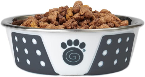 PetRageous 15000 Fiji Stainless Steel Dog Bowl, Non-Slip, Dishwasher Safe, 1.75-Cup Capacity, 5.5-inch Diameter, White