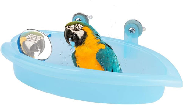 Pssopp Bird Bathtub, Hanging Bird Bath Cube Cute Pet Bird Bathing Box