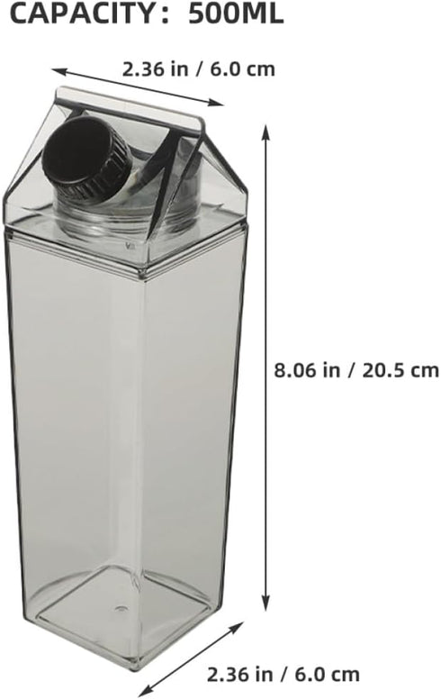 4pcs 500ml Set, MAGICLULU Milk Carton Bottle Reusable Plastic Square Milk Container with Airtight Lid, Portable Juice
