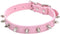 Spiked Studded Leather Dog Collar, Mushrooms Rivets Cat Collar for Small Medium Dogs and Puppies (S, Pink)