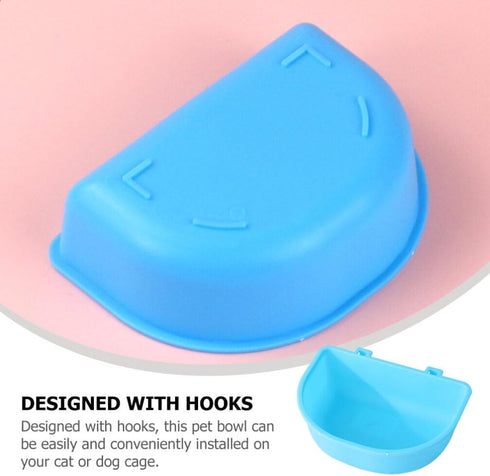 POPETPOP Hanging Pet Bowl, Non-Spill Plastic Kennel Bowls for Dogs, Cats, Birds, Reptiles, Sky-blue Hanging Coop Cup