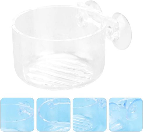 VOSAREA Acrylic Aquarium Feeder Bowl with Suction Cup Red Worm Fish Feeder Container Multi-Function Fish Food Holder
