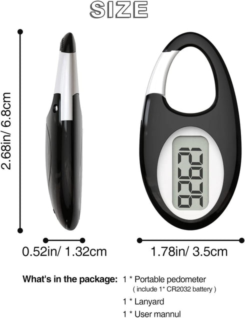 Simple 3D Step Counter, Walking Pedometer with Neck Lanyard for Men, Women, Teens