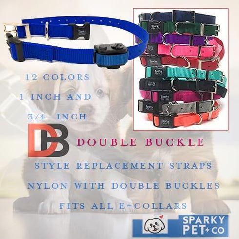 Sparky Pet Co ECollar Replacement Strap, Easy Release Double Buckle Dog Collar, Rugged Nylon - Teal