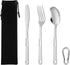 Stainless Steel Utensil Set, Reusable 3-Piece Travel Cutlery Set with Storage Bag