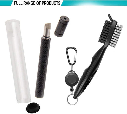 Golf Tool Set, Golf Club Groove Sharpener and Retractable Brush, Re-Grooving Tool and Cleaner for Wedges & Irons