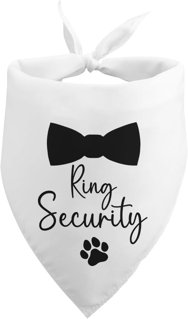 Wedding Dog Bandana Ring Security White Dog Bandana Bridal Shower Wedding Engagement Announcement Photo Prop Pet Accessories for Dog Lovers Owner Gift