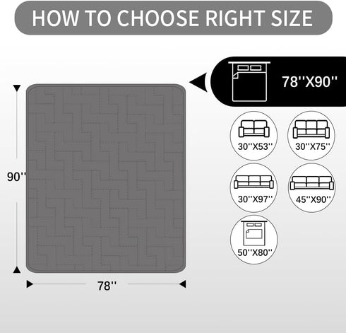 fuguitex Waterproof Dog Bed Cover, Anti-Slip Pet Pad Blanket for Couch, Chair, Recliner, and Furniture
