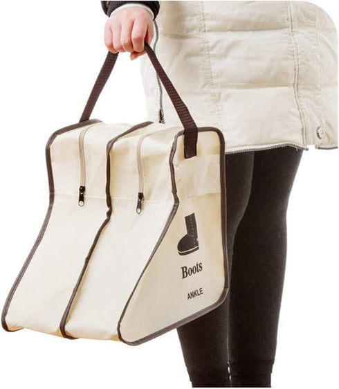 Portable 2 Pack Short Boots Storage Bag, Boots Protector Cover (Beige)