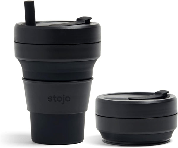 STOJO Collapsible Travel Cup, Reusable Silicone Bottle for Hot and Cold Drinks, 24 Ounce (Pack of 1)