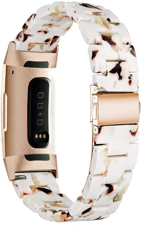 Resin Band for Fitbit Charge 4, Charge 3/3 SE, Women Men Rose Gold Buckle Wristband Strap Accessory