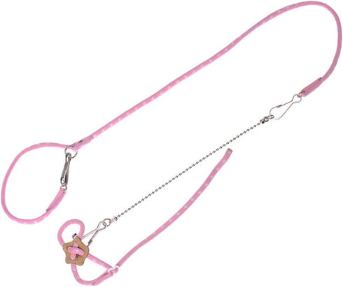 Adjustable Leash Harness with Bell for Rat, Mouse, Squirrel, Guinea Pig Walking Training (Pink)