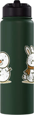 bunny snowman carrot winter cute wintertime Bunny Building Snowman With Carrot Stainless Steel Insulated Water Bottle