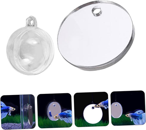Beta Fish Tank Accessories Set, 1 Betta Training Mirror Double Sided Acrylic Float 6cm