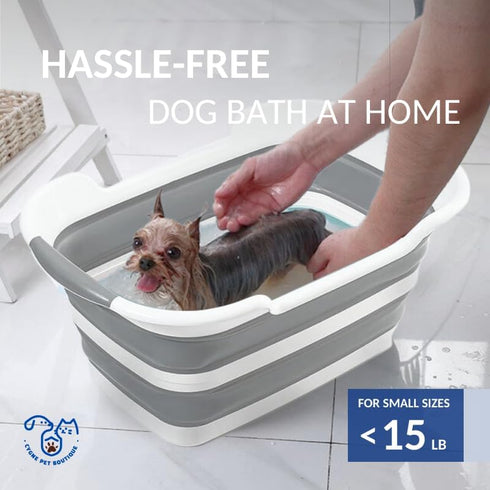CYGNE Dog Bath Tub | Collapsible Bathtub with Water Drain Plug | Portable Foldable Design for Pet Puppy Small Dogs