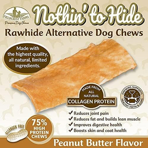 Fieldcrest Farms Premium Natural Rawhide Alternative Flip Chips for Dogs, 3 Pack Bundle (Chicken, Beef, Peanut Butter)