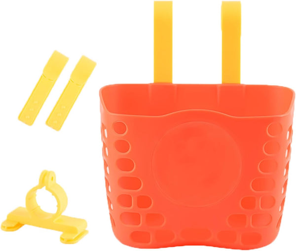 Kids Bike Basket, Adjustable Straps Bicycle Front Basket for Boys Girls, Strong Load Handlebar Basket for Outdoor