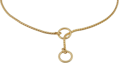 Alvalley Metal Chain Dog Show Collar - Pet Slip Collar for Shows - Fine Brass Snake Chain Collar - Adjustable for Toy, Small, Medium, Large, and Extra Large Dogs (Gold, 20", 2.4mm Thick)