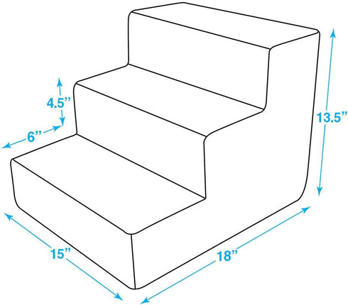 Best Pet Supplies Dog Stairs for Small Dogs & Cats, Portable Foam Pet Steps, Non-Slip Indoor Ramp, 3-Step, Paw Print on