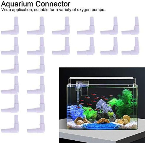 TOPINCN 20pcs L Shaped Aquarium Hose Connector, Air Hose Adapter, Volume Control Valve