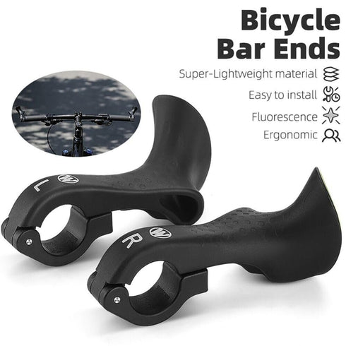 Mountain Bike Handlebar Ends, Lightweight Ergonomic Design Bar Ends Attachments with Fluorescent Lamp
