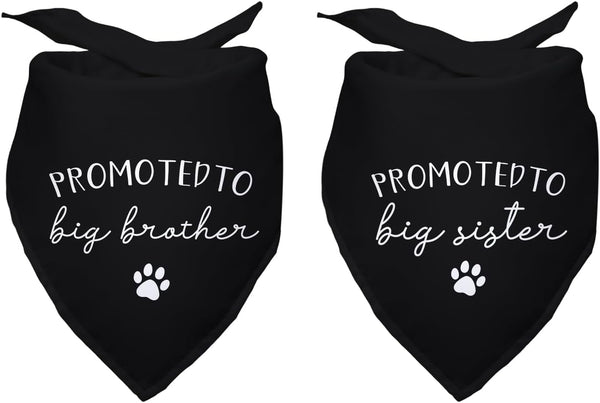 Yishuliwu Promoted to Big Brother Sister White Pet Dog Bandanas Triangle Scarf Bandanas