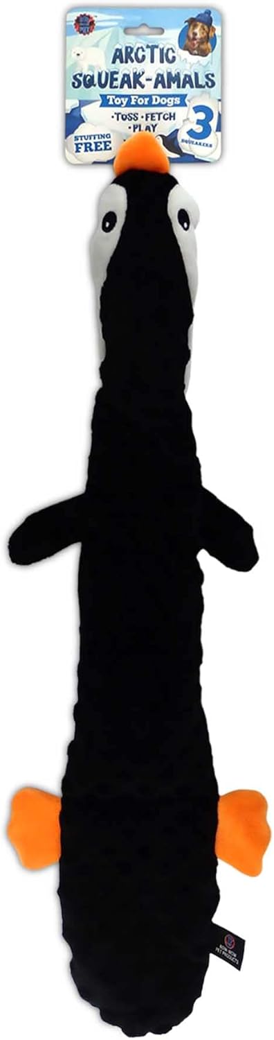Bow Wow Squeaky Penguin Dog Toy - 24 Inches for Tug, Fetch & Teasing