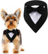 Dog Wedding Bandana, Formal Adjustable Pet Collar with Bow for Small, Medium, Large Dogs, Birthday Gifts (Small, Black)
