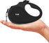 TUG Tiny 360° Tangle-Free Retractable Dog Leash with Anti-Slip Handle | 10 ft Nylon Tape (Black/Grey)