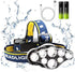 Rechargeable Headlamp, 8 LED 18000lm IPX4, Red Light Flashlight, USB Cable, 8 Modes for Outdoors Camping